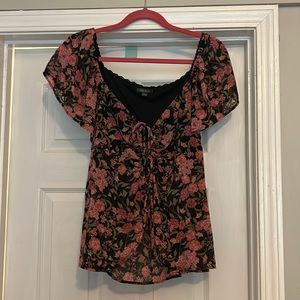 Floral tie front top